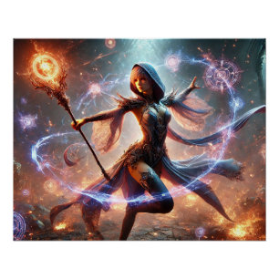 Pôster Epic Female Wizard Batalha Posters Poder Mágico