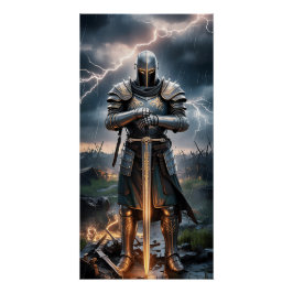 Pôster Epic Knight Warrior Digital Poster Medieval Fantas
