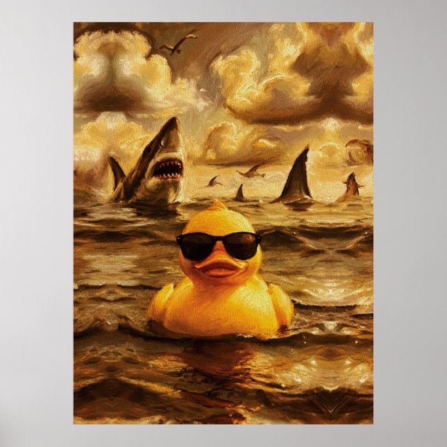 Poster Epic Shark Attack with Brave Rubber Duck (Frente)