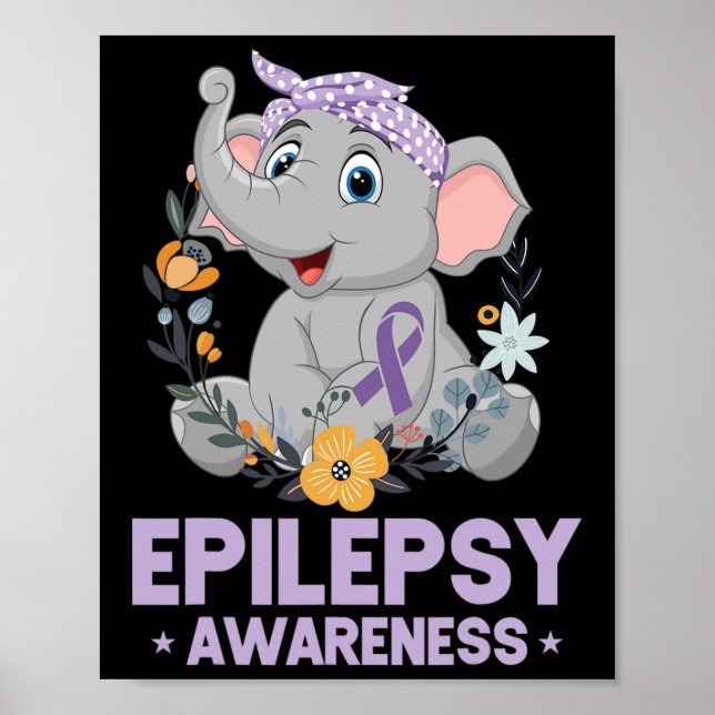 Poster Epilepsia Engraçada Sensibilização Elefante Flor F (Frente)