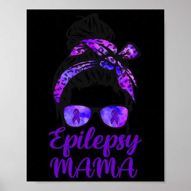Poster Epilepsia Mamã Messaging Bun Hair Gles Bandana Pur (Frente)
