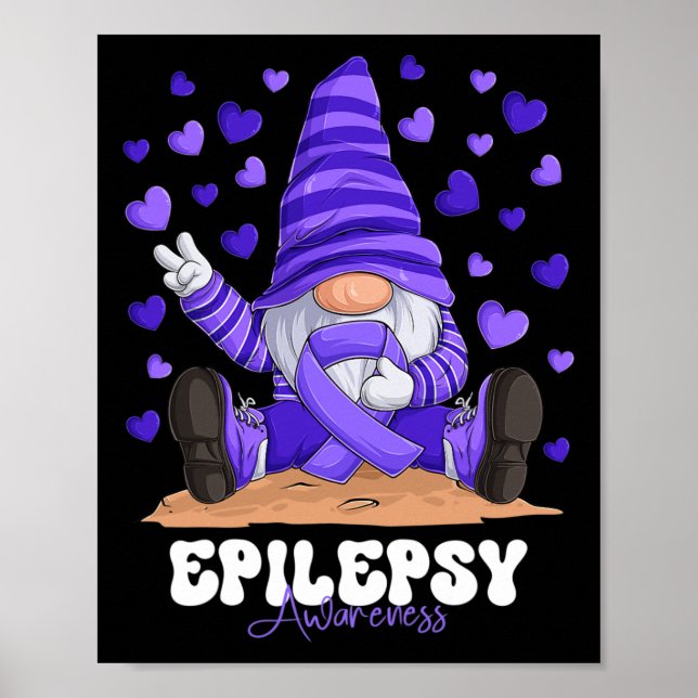 Poster Epilepsia Sensibilização Mês Gnomo de Fita Roxo (Frente)