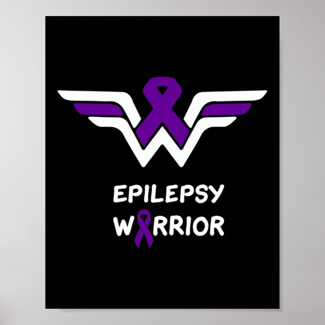 Poster Epilepsy Awareness Warrior Support Survivor Purple (Frente)