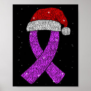 Poster Epilepsy Christmas Hat Roxo Awarness Ribbon Sei