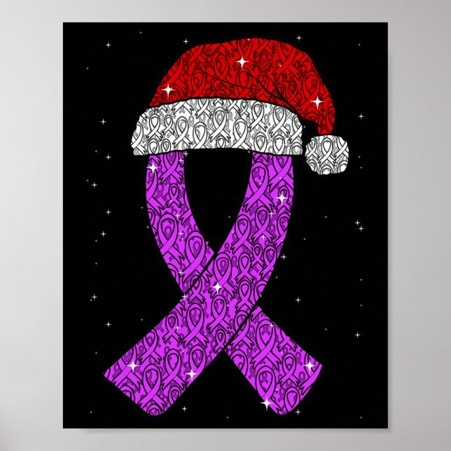 Poster Epilepsy Christmas Hat Roxo Awarness Ribbon Sei (Frente)