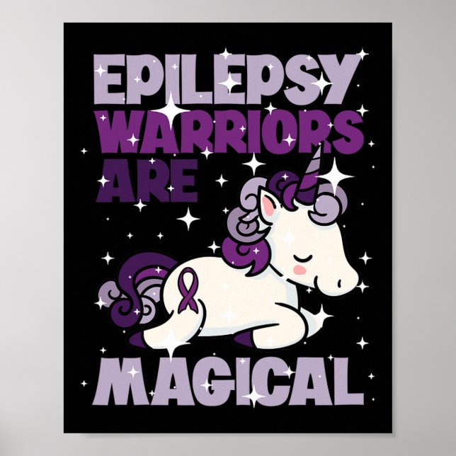 Poster Epilepsy Warrior Epileptic Day Purple Unicorn Love (Frente)