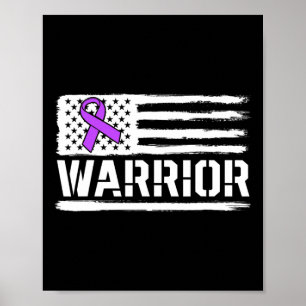 Poster Epilepsy Warrior Gift Purple American Flag Awarene