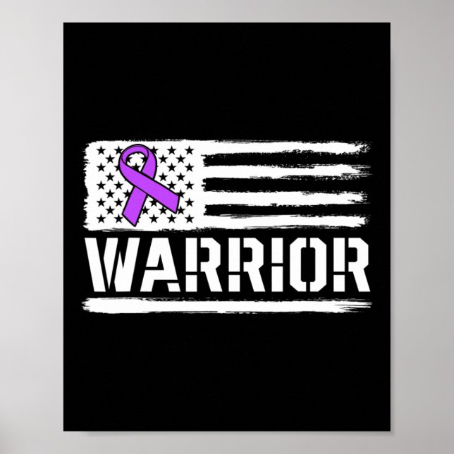 Poster Epilepsy Warrior Gift Purple American Flag Awarene (Frente)