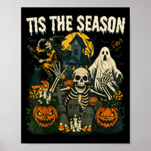 Poster Época Vintage é a Estação Halloween Esqueleto Fant