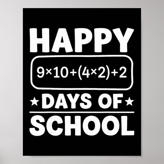 Poster Equação Matemática Divertida Feliz 100 Dias De Esc (Frente)
