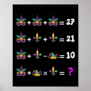 Poster Equação Matemática do Mardi Gras para Alunos Profe