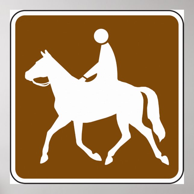 Poster Equestrian Trail Riding Horse Silhouette Icon (Frente)