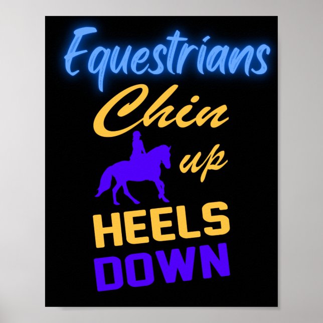 Poster Equestrianos chin para cima saltos para baixo em a (Frente)