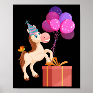 Poster Equídeo do tórax do animal do aniversário de crian