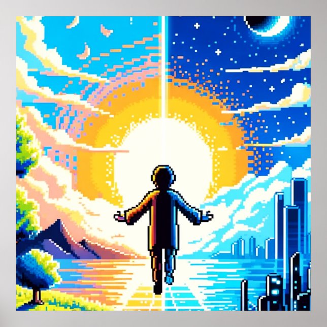 Poster Equilíbrio de mundos - Tecnologia de Arte em Pixel (Frente)