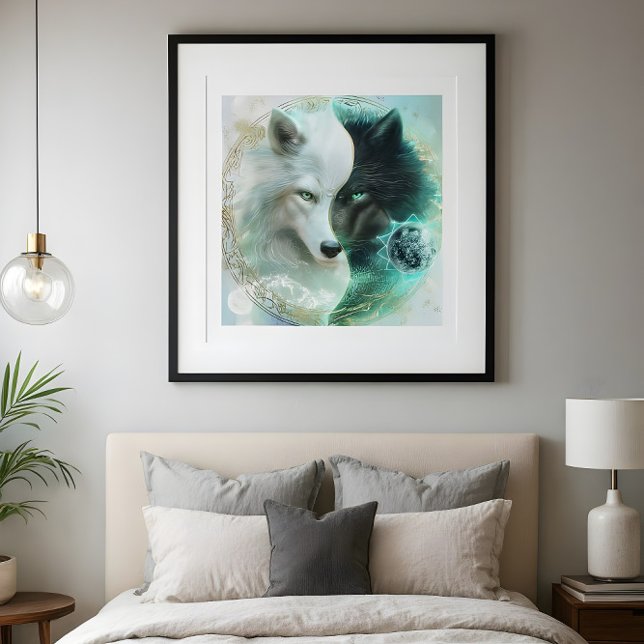 Poster Equilíbrio dos Amantes – Lobo Yin Yang Místico (Criador carregado)