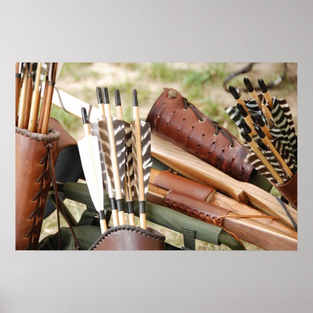 Poster Equipamento de Arquearia Tradicional, Flechas, Arc (Frente)