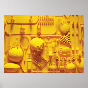 Poster Equipamento desportivo Dourado - Arte Abstrato - P