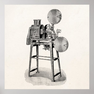 Poster Equipamento velho da cinematografia da câmera de