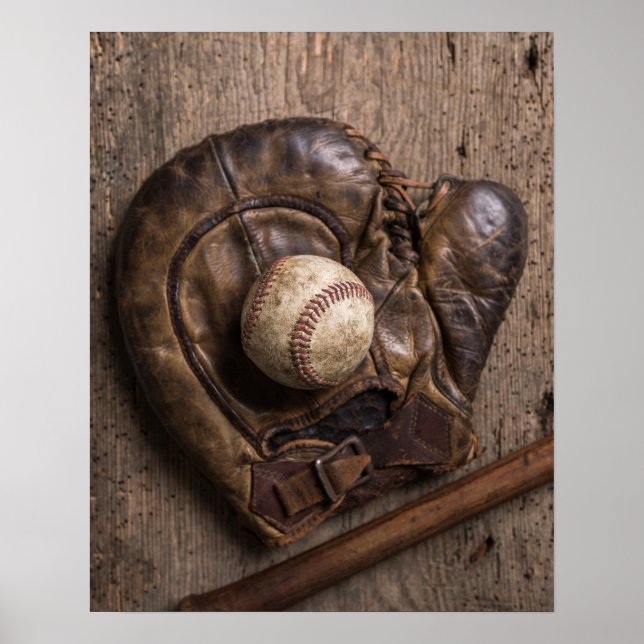 Pôster Equipamento Vintage Baseball (Frente)