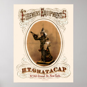Poster Equipamentos 1868 de Firemens do vintage