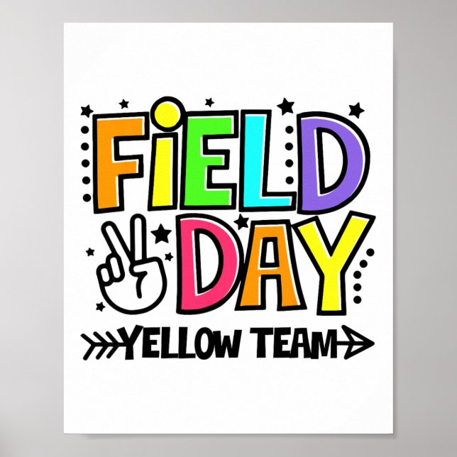 Poster Equipe Amarela do Dia de Campo Divertido para Prof (Frente)