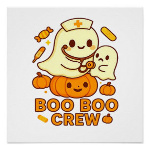 Pôster Equipe Boo Boo Enfermeira Divertida Halloween Fant