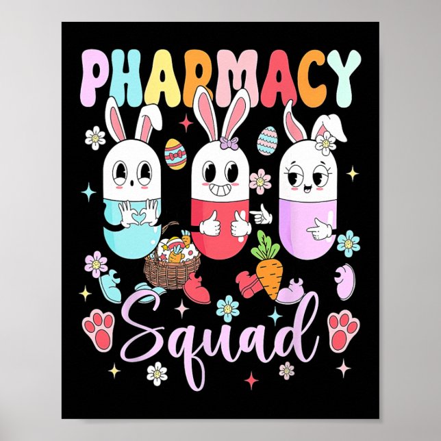 Poster Equipe da Farmácia da Páscoa Comprimidos Farmacêut (Frente)
