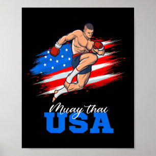 Poster Equipe de Apoio Muay Thai EUA Bandeira Americana K