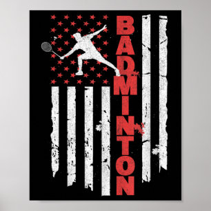 Poster Equipe de Badminton Bandeira Americana EUA Badmint