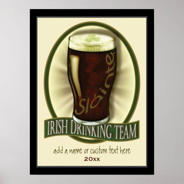 Poster Equipe de Bebendo irlandesa personalizada (Frente)