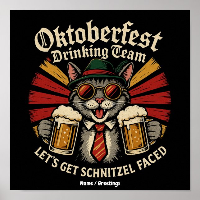 Poster Equipe de Bebida do Oktoberfest Vamos Ficar com Ca (Frente)