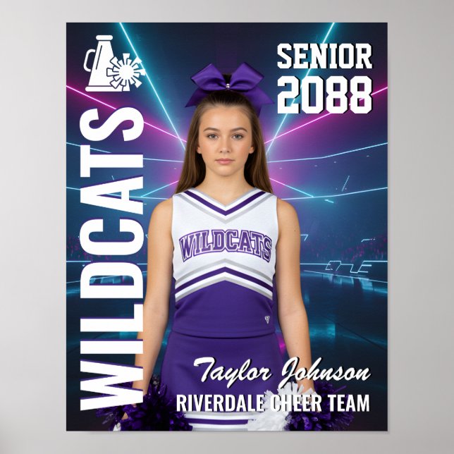Poster Equipe de Cheer Senior Foto Personalizada de Cheer (Frente)