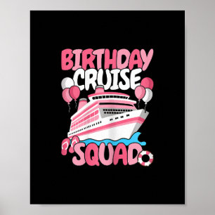 Poster Equipe de Cruzeiro de Aniversário Mulheres Meninas