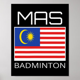 Poster Equipe de Dminton da Malásia - Atleta Mas Bandeira