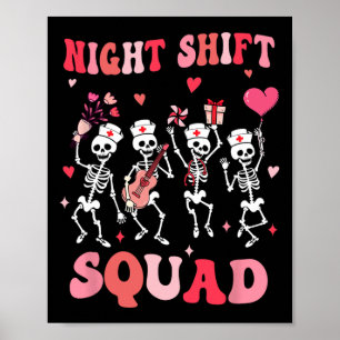 Poster Equipe de Enfermeiras Engraçadas do Turno da Noite