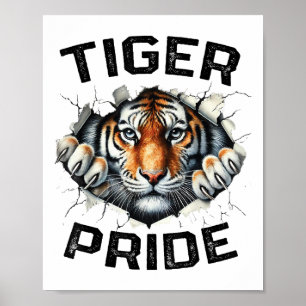 Poster Equipe de esportes da Escola de Tigre Retro Tiger 