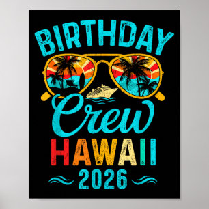 Poster Equipe de férias de aniversário no Havaí 2026 famí