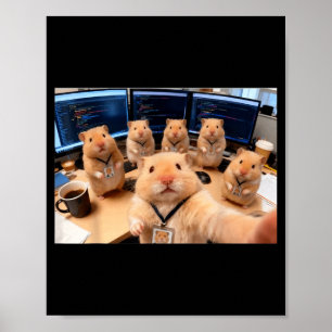 Poster Equipe de Hamster Hacker Selfie Meme Cringe Animal