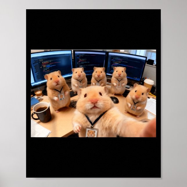 Poster Equipe de Hamster Hacker Selfie Meme Cringe Animal (Frente)