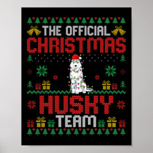 Poster Equipe de Husky de Natal - Husky Usando Chapéu de