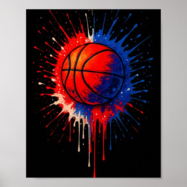 Poster Equipe de jogadores de basquete americano Splash B (Frente)