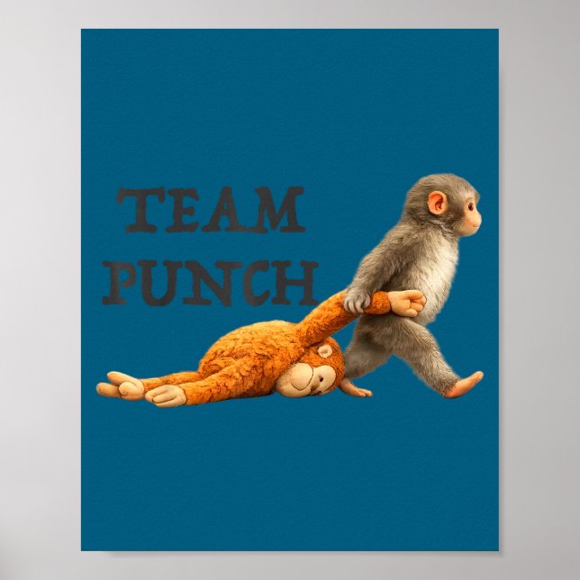 Poster Equipe de macaco bebê dá socos meme engraçado de m (Frente)
