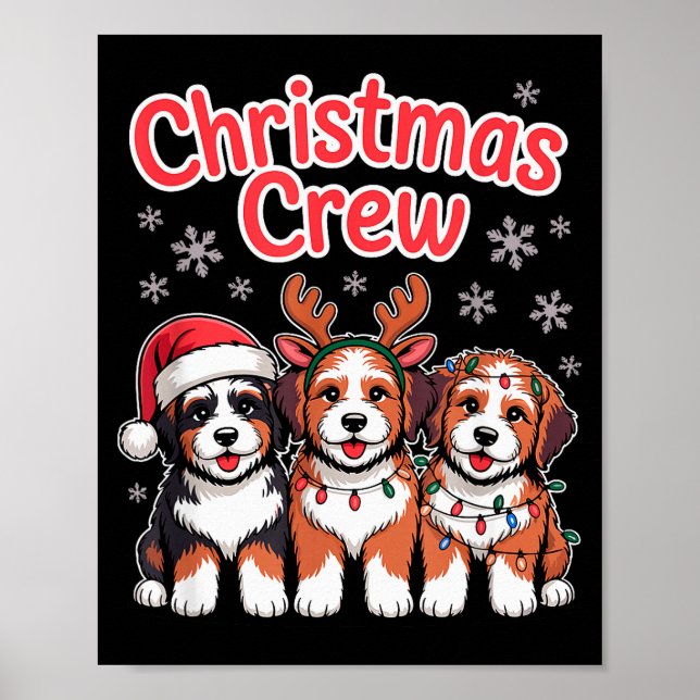 Poster Equipe de Natal Cachorrinho de Natal Engraçado Ber (Frente)