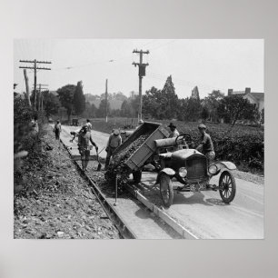 Poster Equipe de Obras Rodoviárias em Ação, 1925