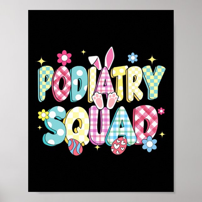 Poster Equipe de Podologia Retro Groovy Orelha de Coelho  (Frente)
