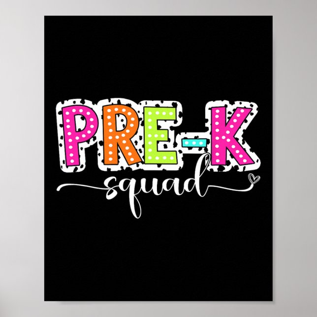 Poster Equipe de Pré-K de Volta à Escola com Pintas de Da (Frente)
