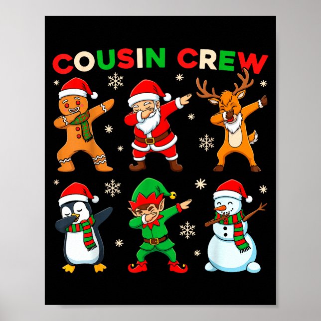 Poster Equipe de Primos Santa Elfinhos Amigos Natal Fu (Frente)