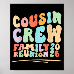 Poster Equipe de primos viagem de reunião de família retr