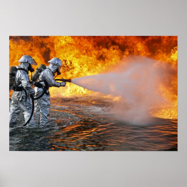 Pôster Equipe de salvamento de aviões de combate a incênd (Frente)